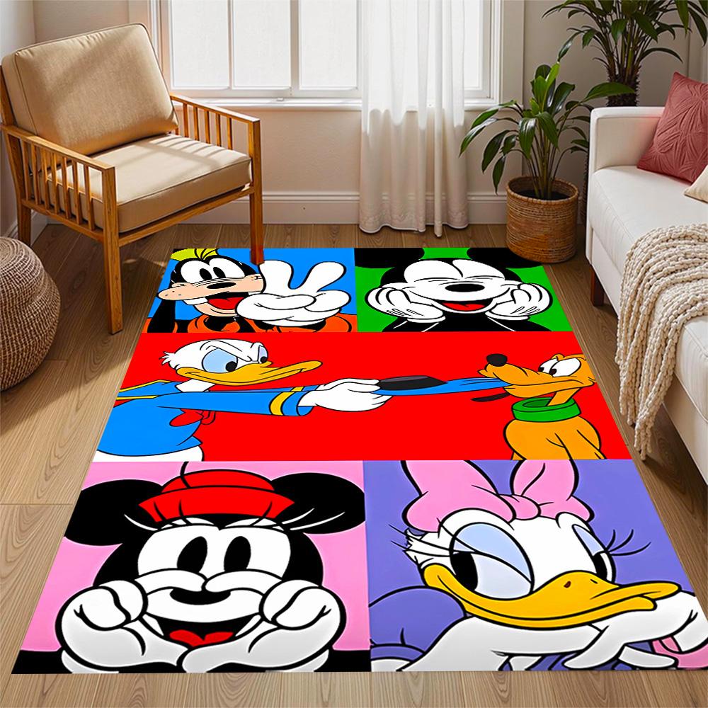 Classic Disney Characters Disney Cartoon Theme Anti-Slip Rug - Polyester, Home Decor, Suitable for Bedrooms, Living Rooms, Doorways, and Studios