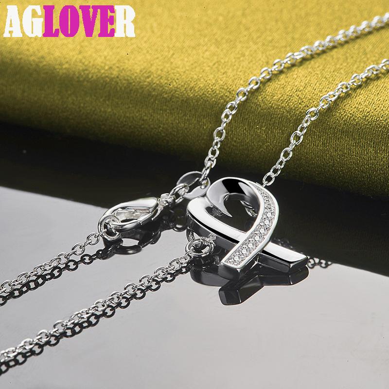 925 Sterling Silver Heart AAA Zircon Pendant Necklace Jewelry