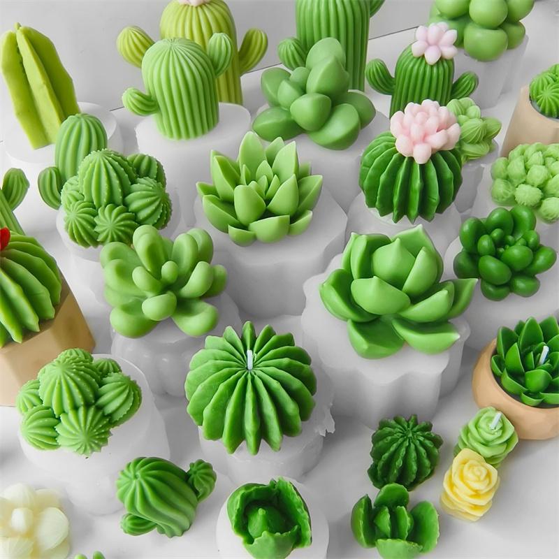 3D Silicone Candle Soap Mold Cactus Succulents Plaster Cement Mold Home Decoration DIY Aromatherapy Wedding Gifts silicone molds