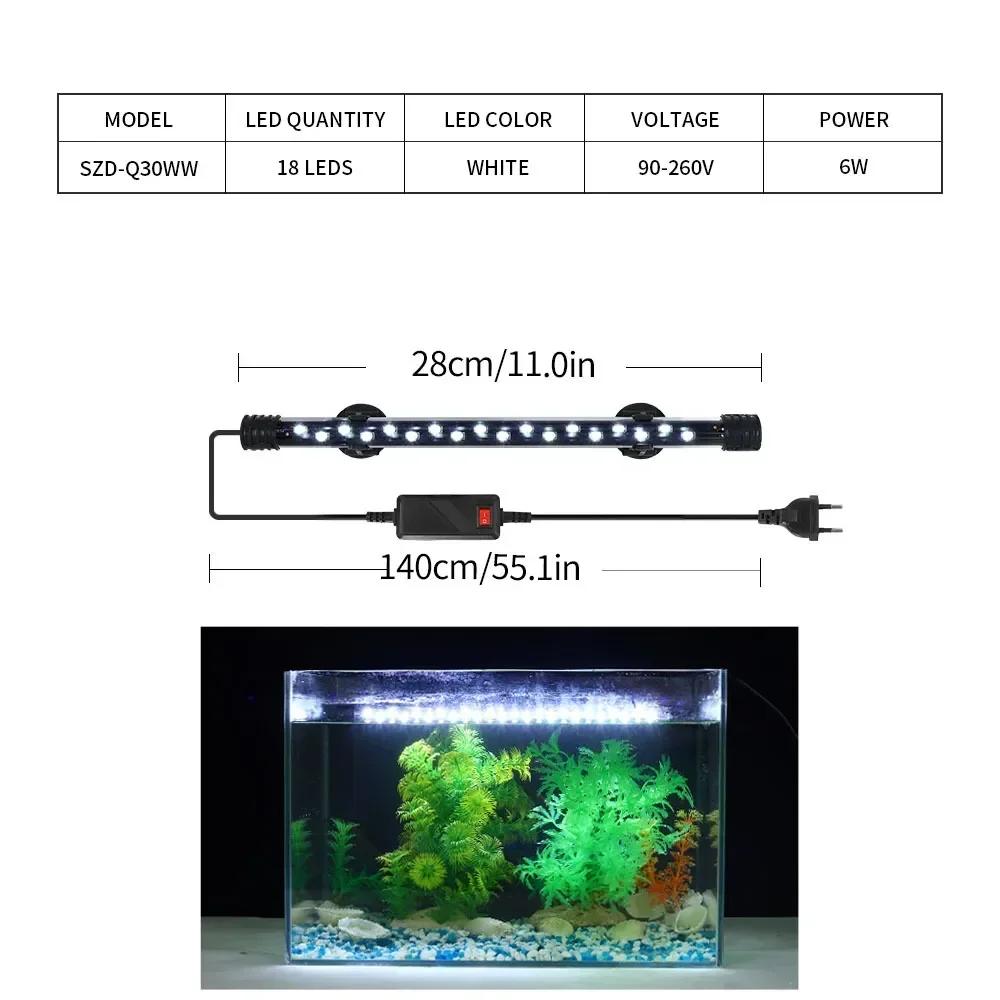 Luz LED Impermeable para Acuario Lámpara de Crecimiento para Plantas Iluminación Subacuática para Pecera Para Accesorios de Decoración de Acuarios 90-260V