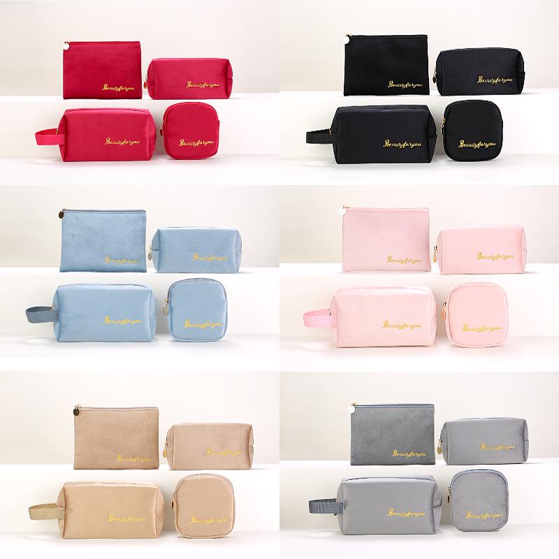 Velvet Makeup Bag Set: High-Capacity, Four-Piece Luxury Cosmetics Storage