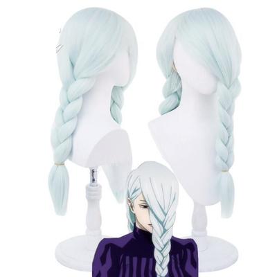 Anime Jujutsu Kaisen Mei Mei Cosplay Wig Light Blue Thick Braids Braided Long Ponytails Synthetic Hair Sorcery Fight Role Play