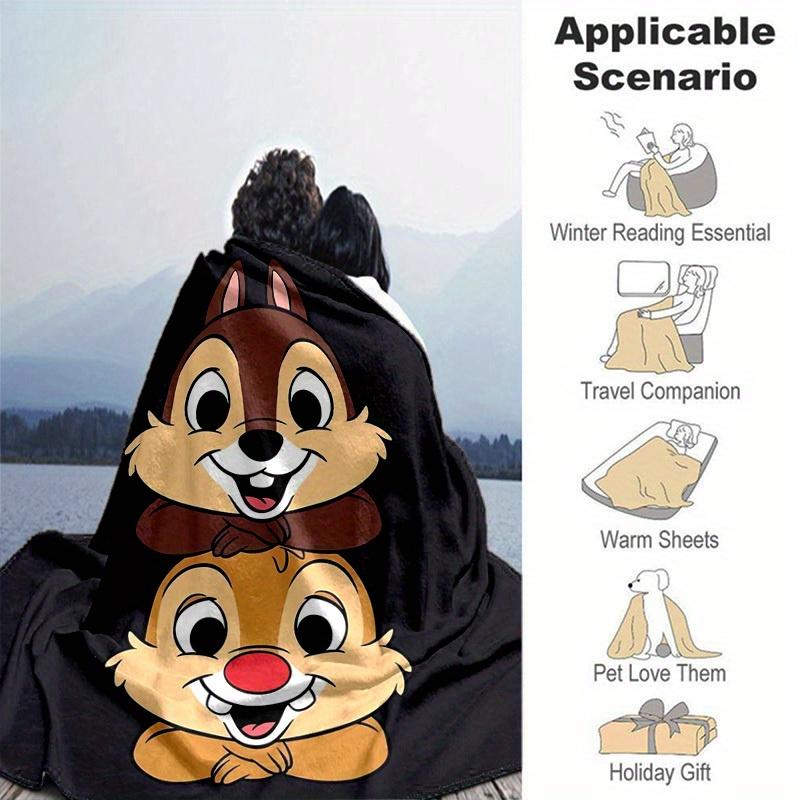 1pc, Disney Chip 'n Dale Throw Blanket Cute Cartoon Animal Decorative Couch Cover for Home, Living Room, Bedroom, Travel, Camping, Car