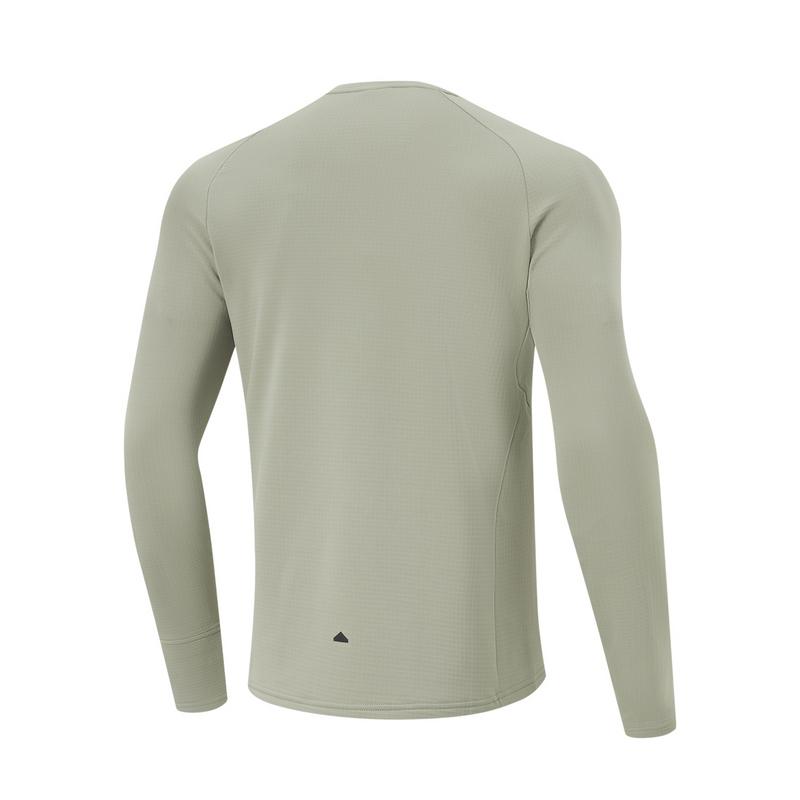 Li Ning Running Series Sports Casual Simple Solid Color Round Neck Pullover Long Sleeve T-Shirt Men Tops Frost-Gray ATLU225-3