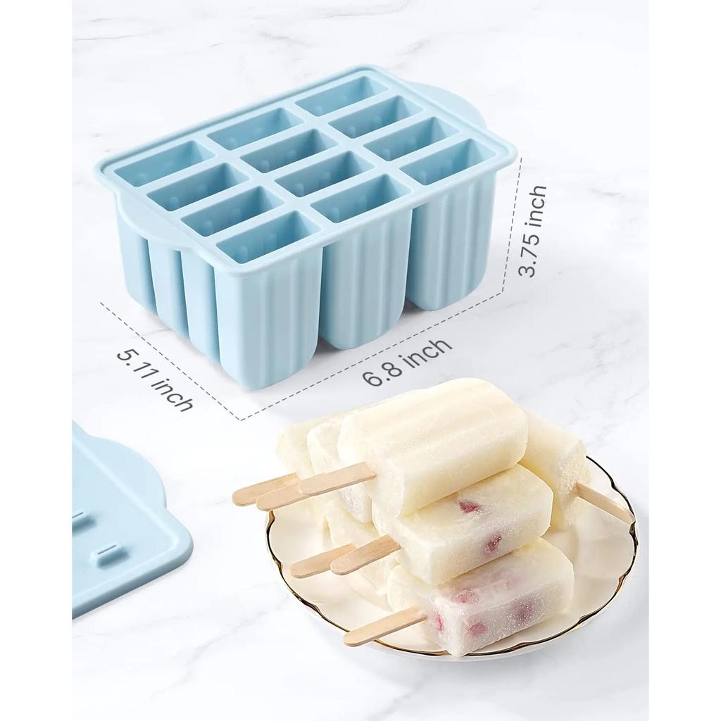 9/10/12 Grid Popsicles Molds Summer DIY Silicone Ice Cream Tools With Wooden Sticks Easy-Release BPA-free for Kitchen Accessorie