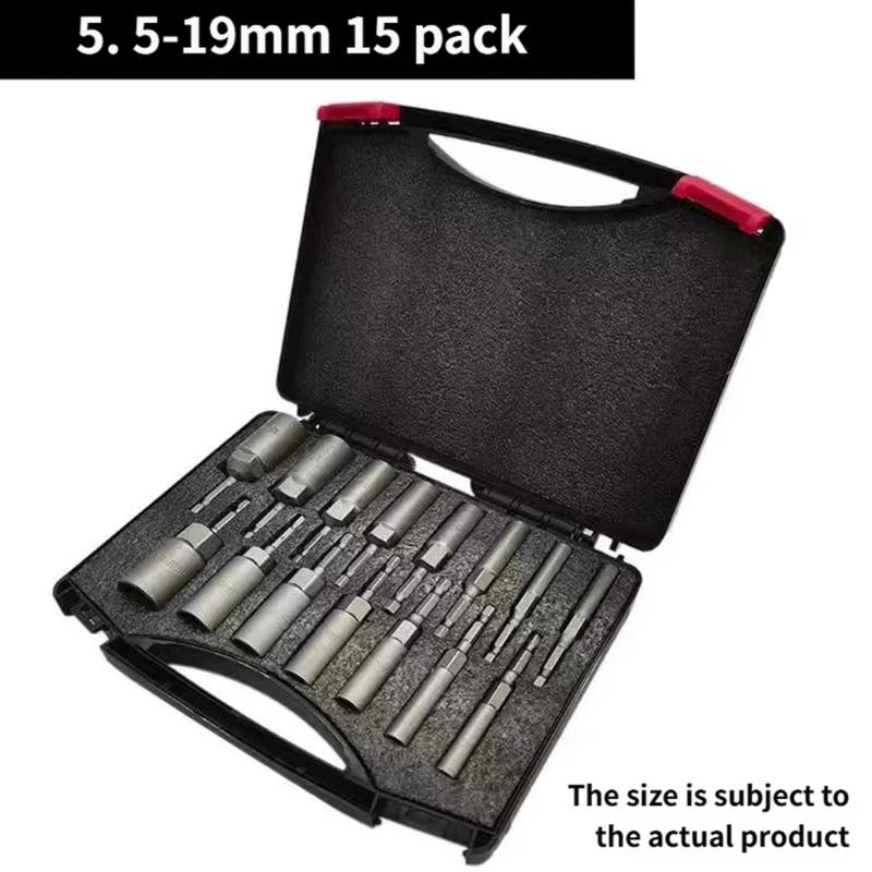 1/4inch Wrench Hexagonal Bit Socket Set Long Impact Drill Socket Adapter Drill Bit Extension Socket Adapter for Electric