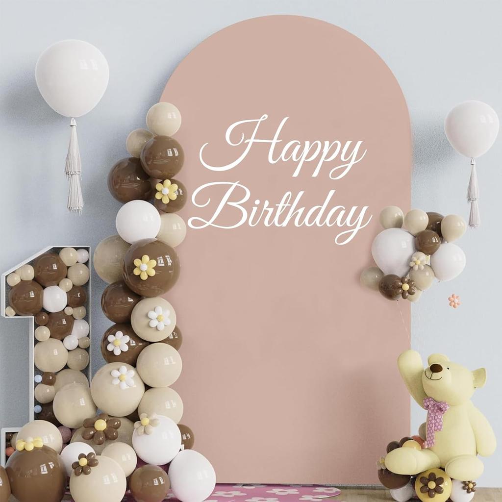 Happy Birthday Backdrop Decal Sign, White Party Decor Arch, Sticker