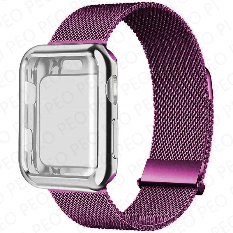 Case+Metal Milanese bands For Apple Watch Band 44mm 38mm-42mm-40mm Magnetic Loop iwatch Series 9 8 7 6 5 4 3 SE 45mm 41mm Strap