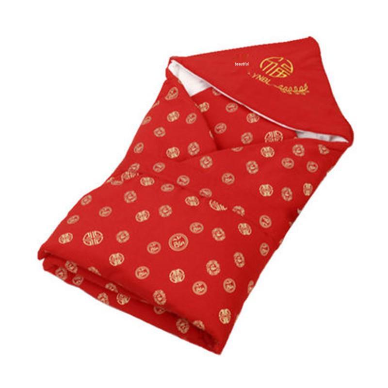 Red 100 Blessings Swaddle: Pure Cotton Newborn Blanket for Delivery Room, Thickened for Spring, Autumn, Winter