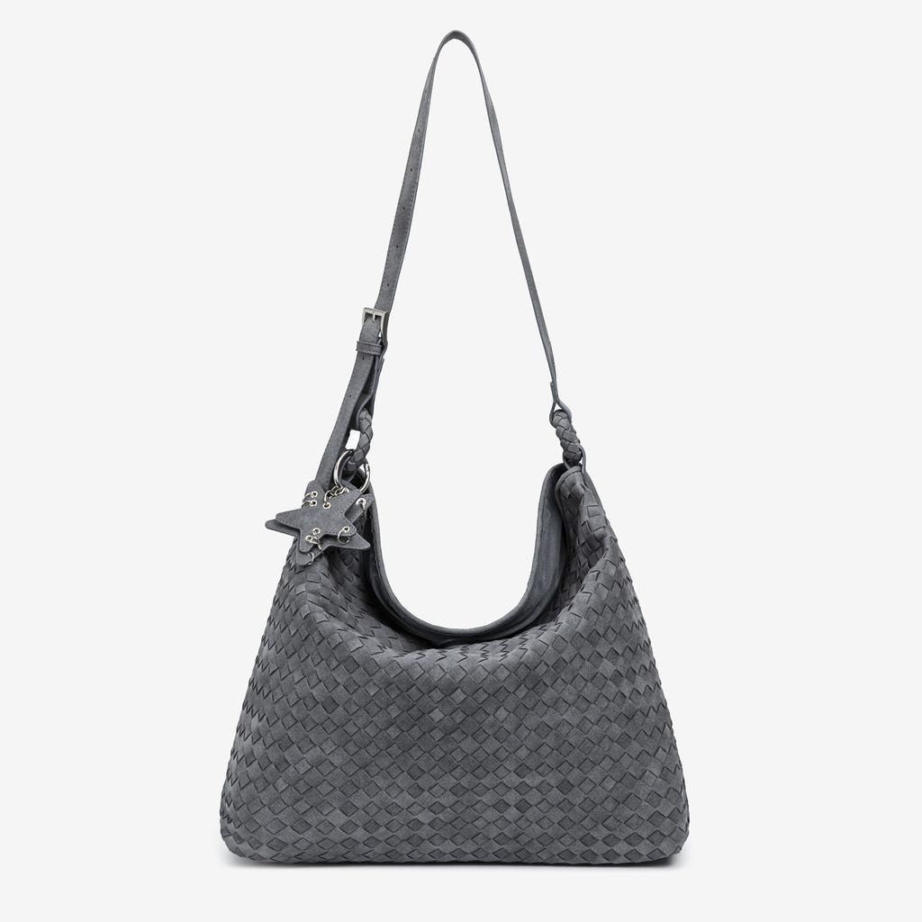 Autumn and winter suede woven bag 2025 new niche design simple commuter versatile shoulder bag large capacity handbag