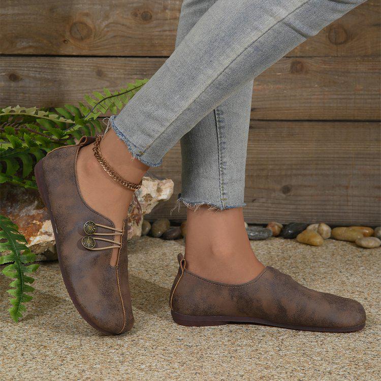 2024 Summer Women's Soft Leather Slip-On Flats - Round Toe, Low-Cut, Plus Size Available