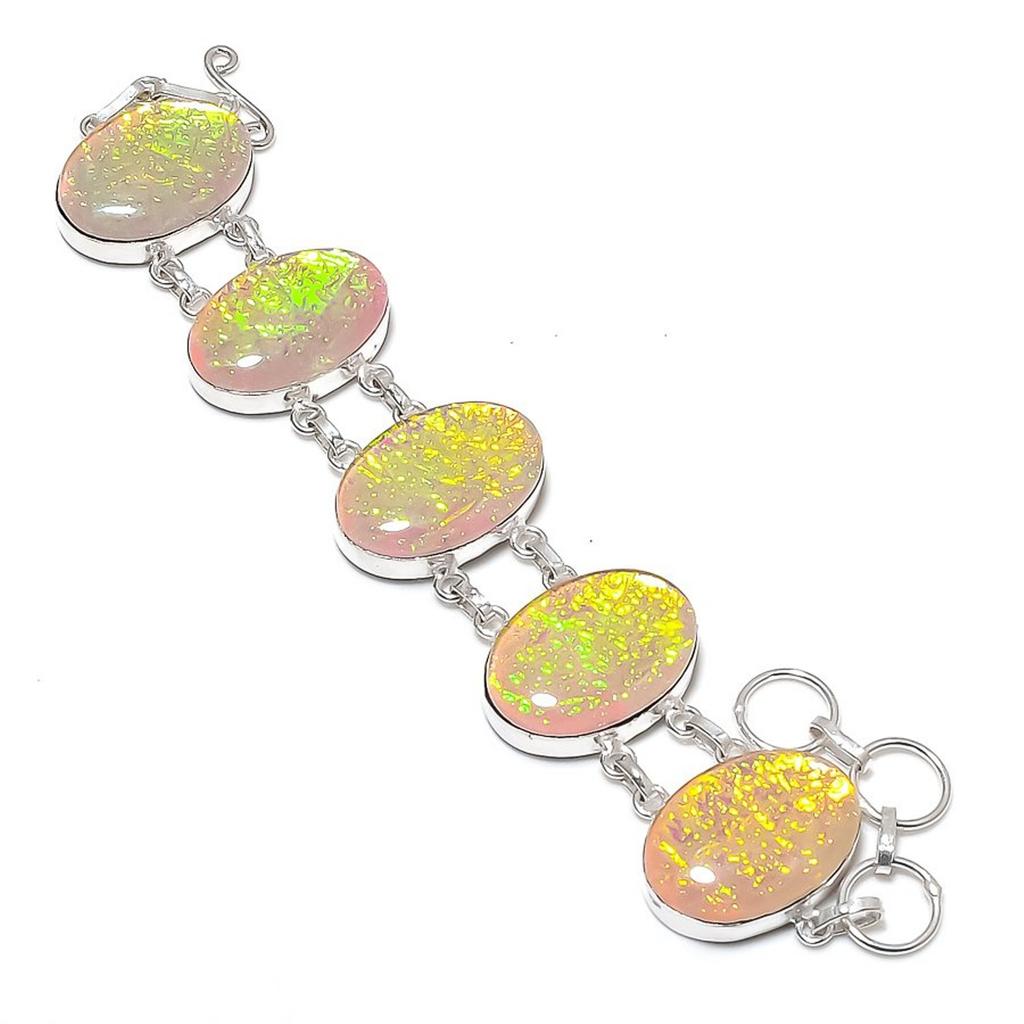 Australian Triplet Opal Oval Shape Gemstone Bracelet Handmade Jewelry 8" PT 2129