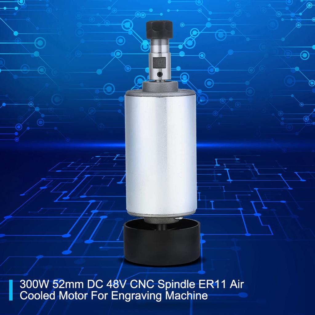 CNC Spindle ER11 Air-Cooled Brushless Spindle Motor, 300W 52mm DC 48V, High-Precision Motor for PCB Engraving, Drilling & DIY Engraving Accessories