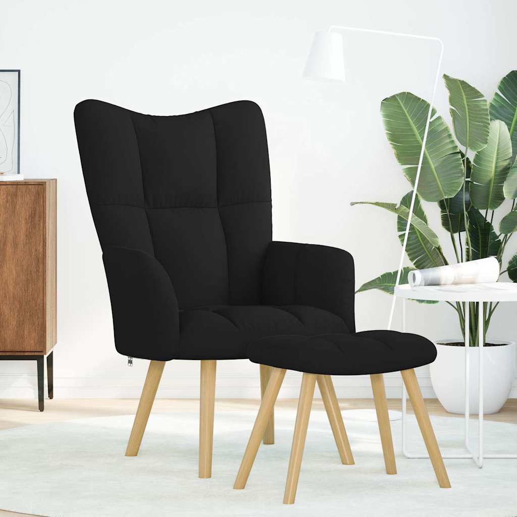 Relaxation Armchair with Footstool Black Fabric