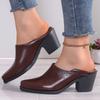 Fashion Comemore Spring Autumn Women Pumps Female Soft Leather Pointed Head high heels Outside Two Wear Half Slippers Solid Heels Women
