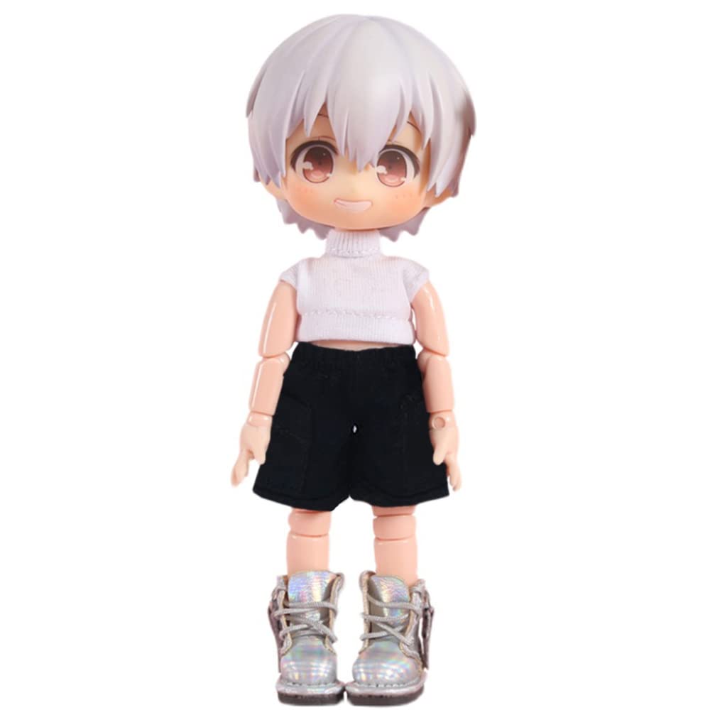 Niannyyhouse OB11 Size Obitsu Doll 11cm Body Cowboy Shorts with Vest and Pocket Cargo Pants Doll Clothes 112 BJD Doll Clothes (Short, Dark Blue)