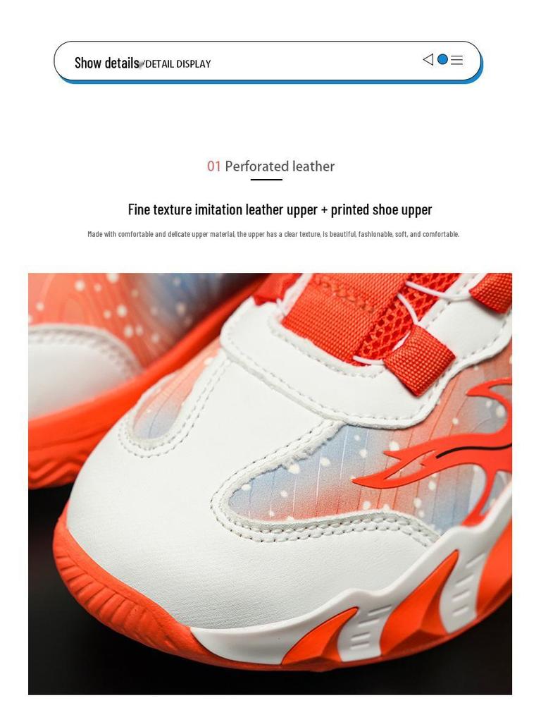 Kids' Waterproof Leather Sports Shoes: Lightweight Running & Basketball Sneakers with Rotary Button for Fall/Winter.