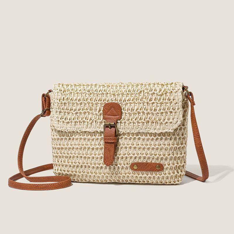Vintage Woven Messenger Bag For Casual Travel With Cotton Strap