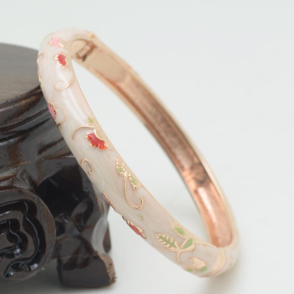 Traditional Vintage Cloisonne Bangle Open Hollow Out Flower Bangle Women's Hand Bracelet  Woman