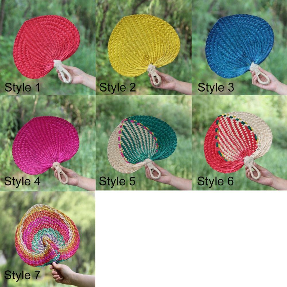 Natural Palm-Leaf Woven Fan Lightweight Straw Fan Vintage Rattan Fan  Summer