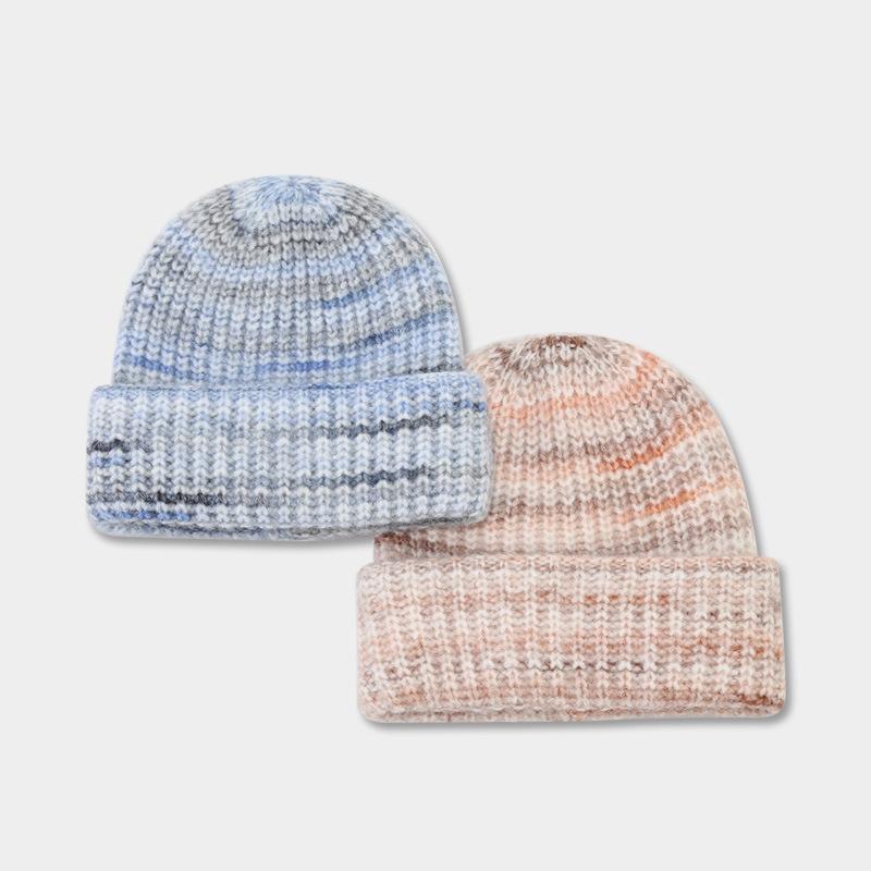 Women S Vintage Tie Dye Knit Hat Warm Ear Protection Winter Beanie