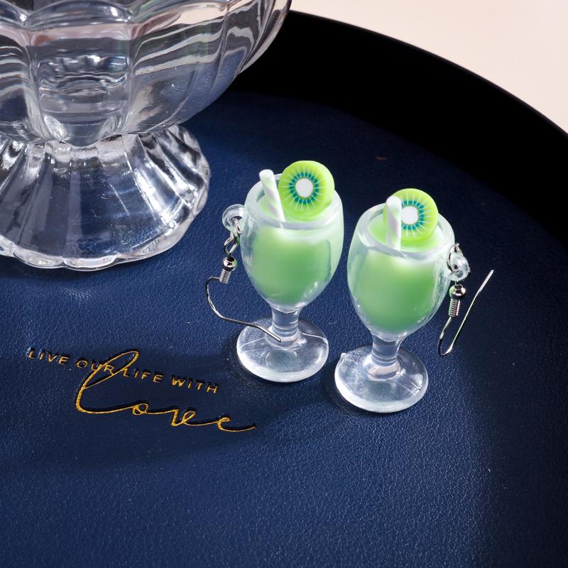 Fashion Resin 3D Drink Cup Drop Earrings for Women Girl Beer Milk Tea Ice Cream Dangle Earrings Jewelry Gift