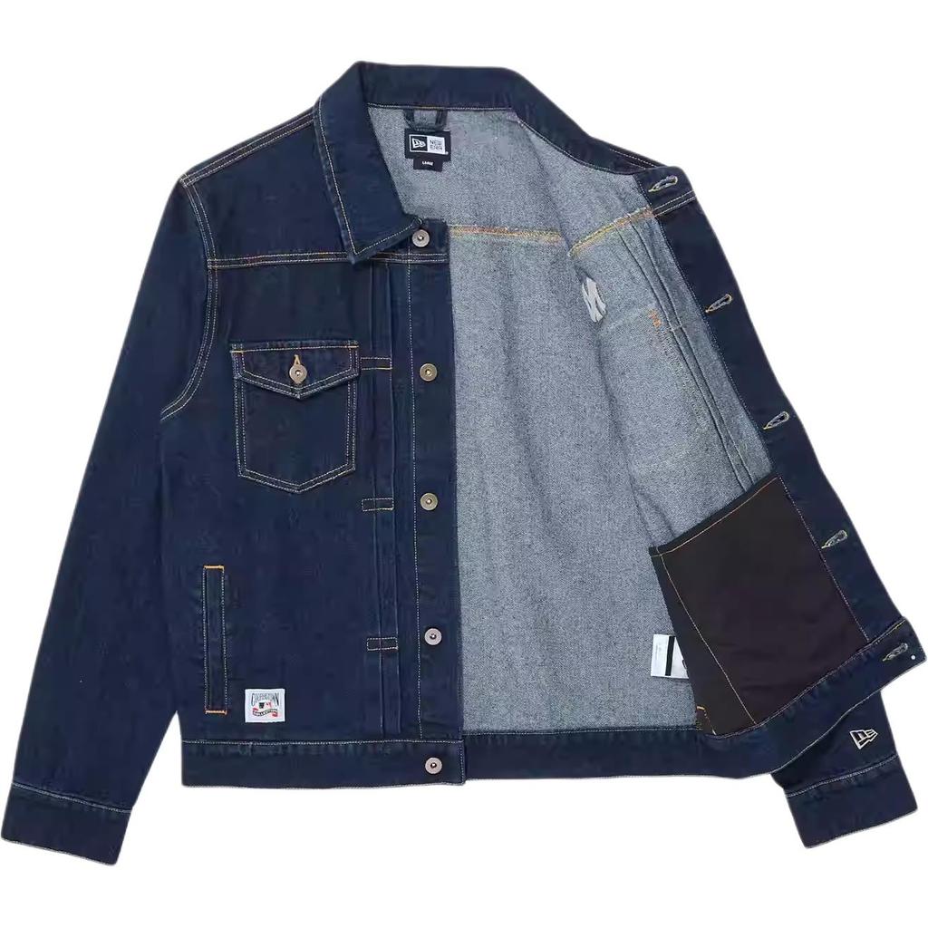 New Era FW25 MLB New York Yankees Western Style Single-Breasted Comfortable Everyday Versatile Polo Collar Long Sleeve Denim Jacket 14726714