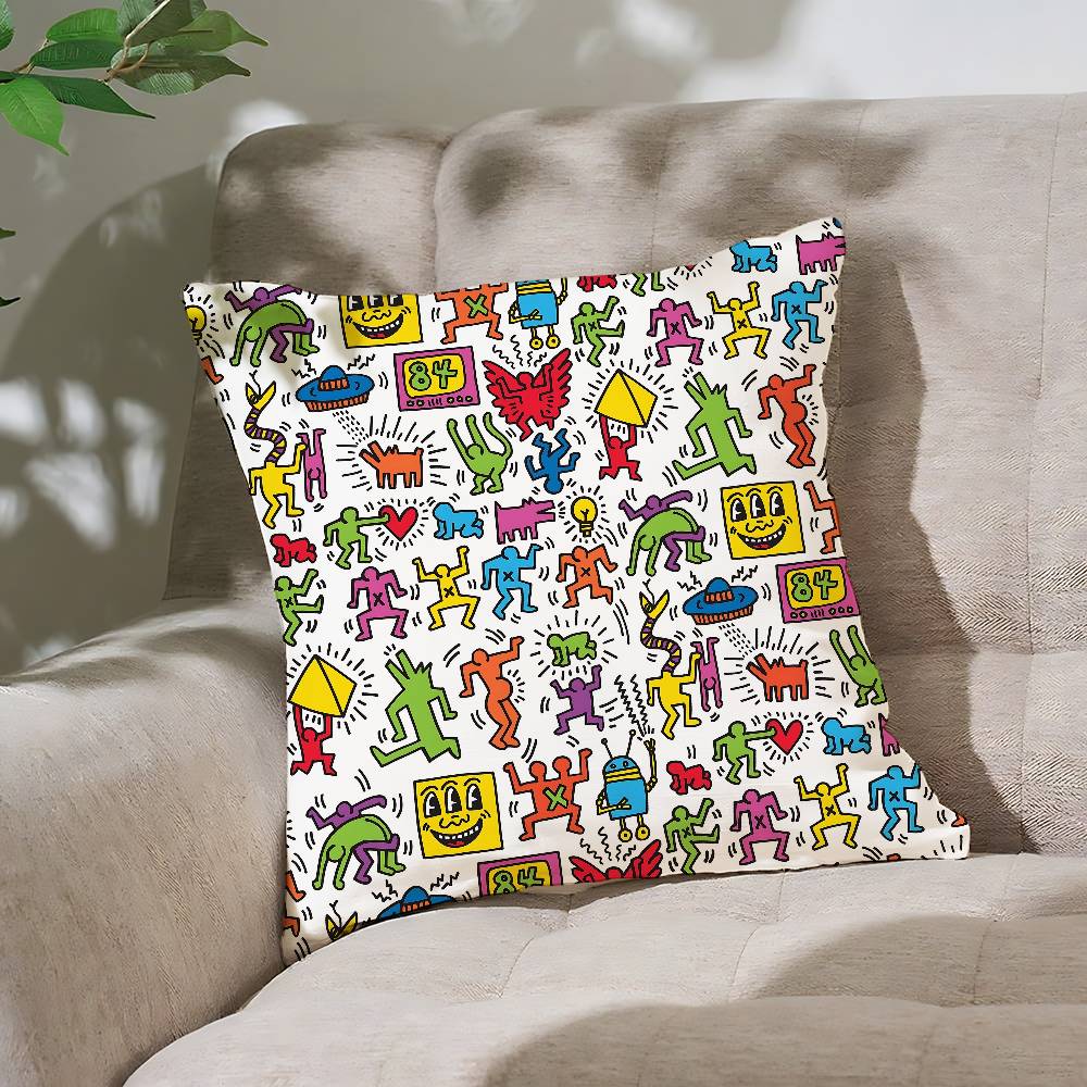 Art K-Keith-H-Haring Pillow Case Cushion Cover Soft Cute Throw Pillow Case For Car Sofa Pillowcase Polyester With Zipper
