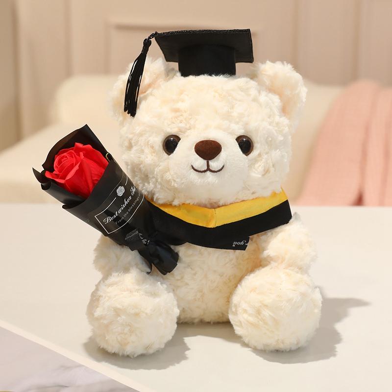 23cm Doctor Cap Bear Plush Toy Graduation Bear Plush Doll Cute Hug Rose Soft Animals Bachelor Bea Graduate Gifts for Students