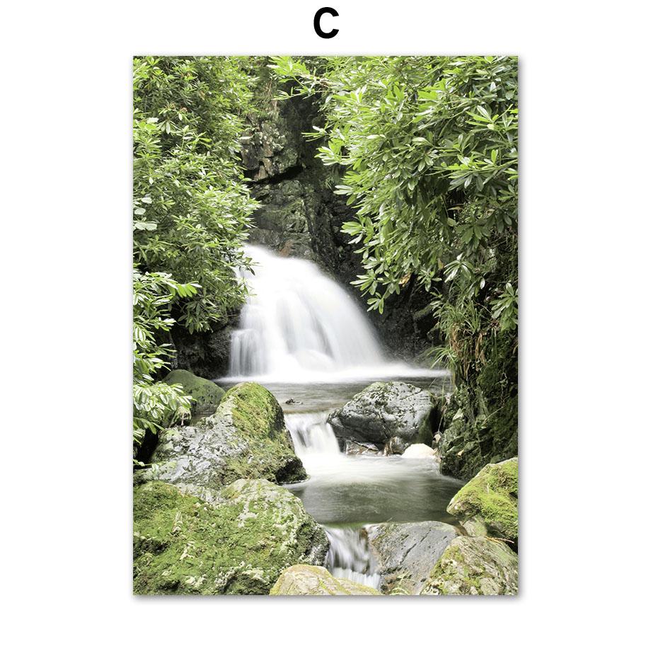 Green Tree Mountain River Boat Sunflower Wall Art Canvas Painting Nordic Posters And Prints Wall Pictures For Living Room Decor