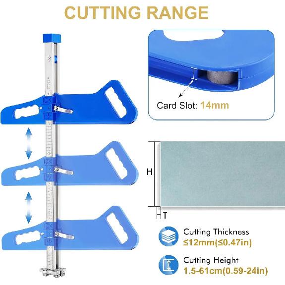 Ferramenta de Corte para Drywall em Liga de Alumínio, Cortador Dobrável para Drywall, Cortador de Placa de Gesso Empurrado à Mão, com 10 Peças de Lâminas de Reposição