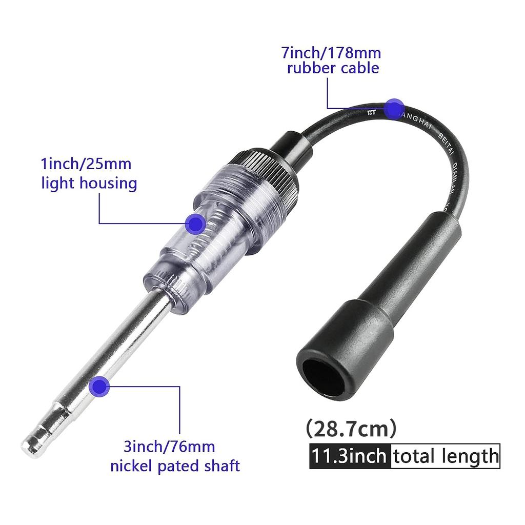 Spark Plug Tester, Engine Ignition Coil Tester Straight Boot Ignition Test Spark Plug Light Checker Automotive Spark Tester for Automotive Car