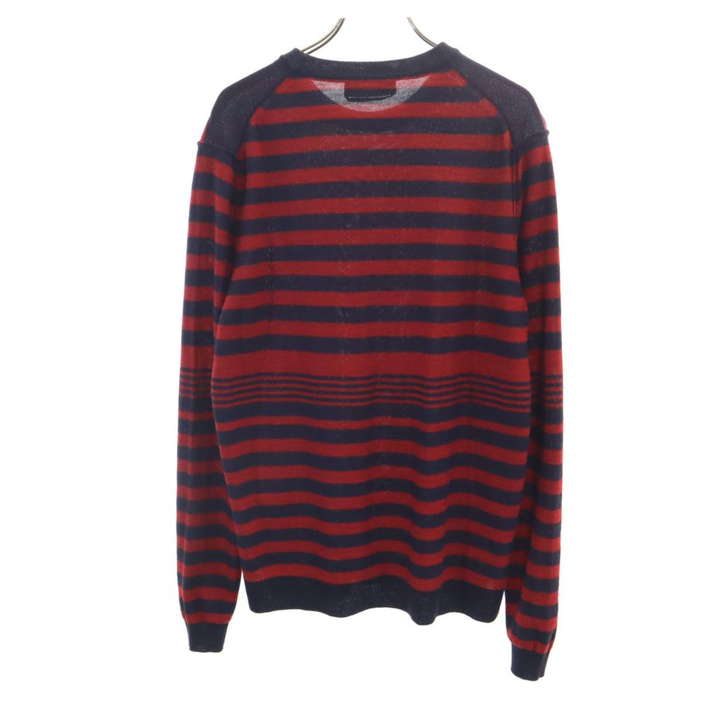Sonia Rykiel made in Italy Border Pattern Long sleeve knit Red sweater Men's Used