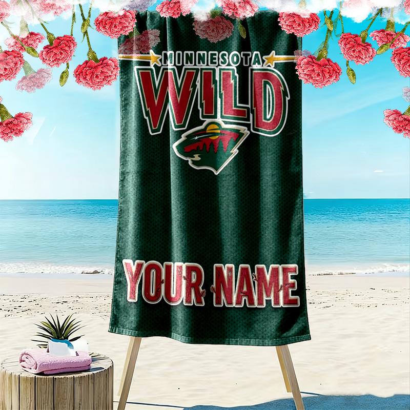Name Custom Minnesota wild Print Beach Towel, Large Soft Quick Dry Towel for Beach Camping Swimming