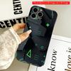 2DFlat Geometric Green Shapes On Black Hexagonal Pattern All Inclusive Film Hard Phone Case, Compatible with iPhone 18 Pro Max 17 16 15 14 13 12 11