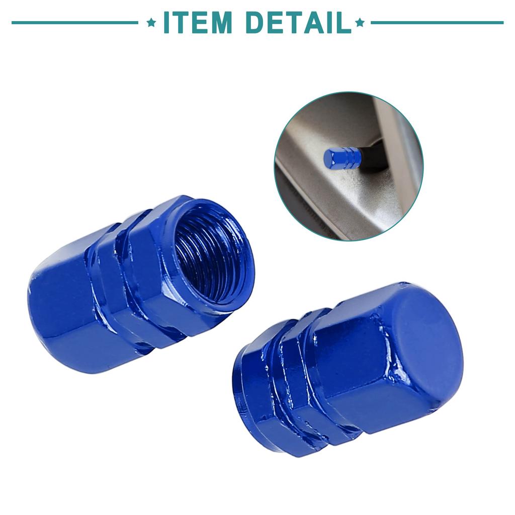 ACROPIX 10pcs Car Tire Stem Valve Cap Tire Cap Wheel Valve Cover Tire Cap Hexagon Dustproof Aluminum Alloy Navy Blue