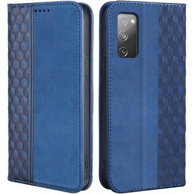 Protective Case - BOOLING - for Samsung Galaxy S20 FE - Synthetic Leather - Navy Blue - Magnetic Closure