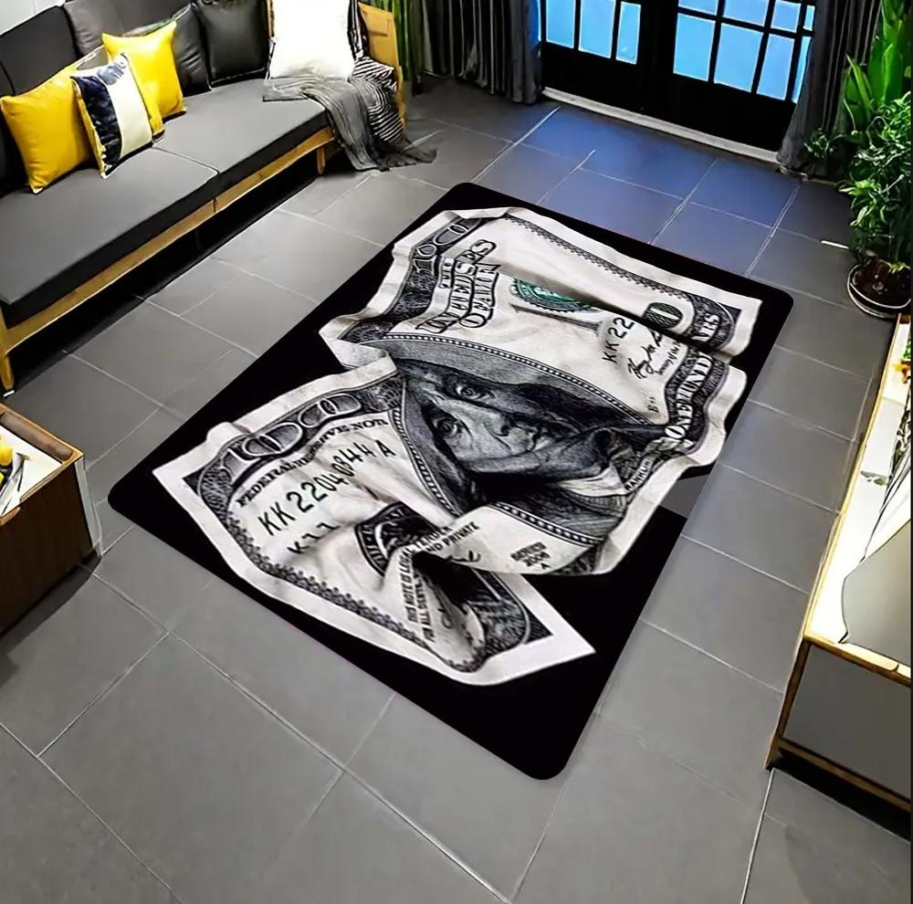 Colorful Creative Dollar Money Print Carpet Mat Rug Large Area Bedroom Entryway Non-Slip Stain Resistant Home Decoration