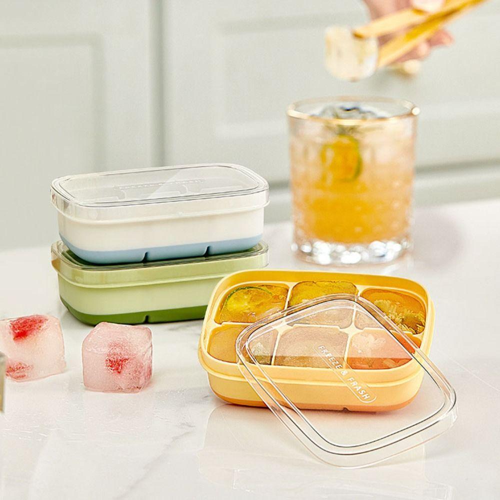 

3PCS Food Grade Ice Cube Box 6 Grids Ice Mould Cocktail Ice Cube Mold Summer синий