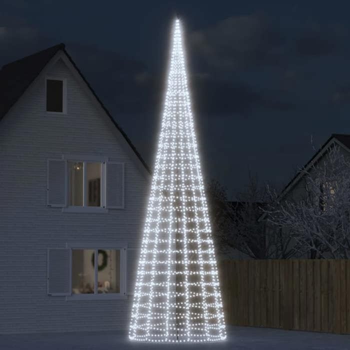 VidaXL LED Christmas Tree On Flagpole 3000 LEDs White 800 Cm, Christmas Decoration, LED Light, Christmas Light 358121