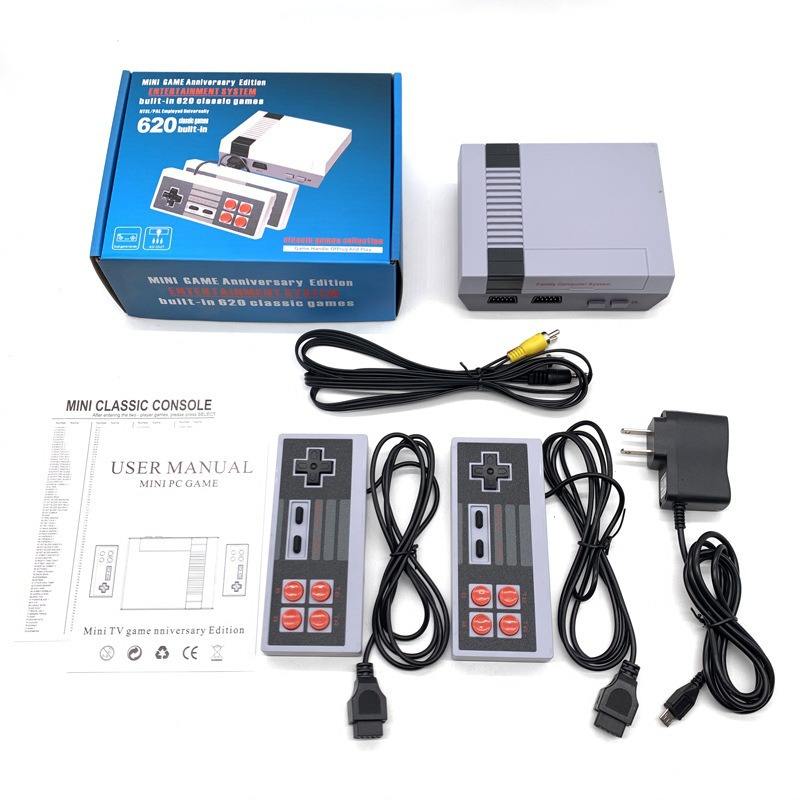 NES620 Handheld Home Game Console Built-in Double Connection TV Built-in Classic FC Game Red and White Machine