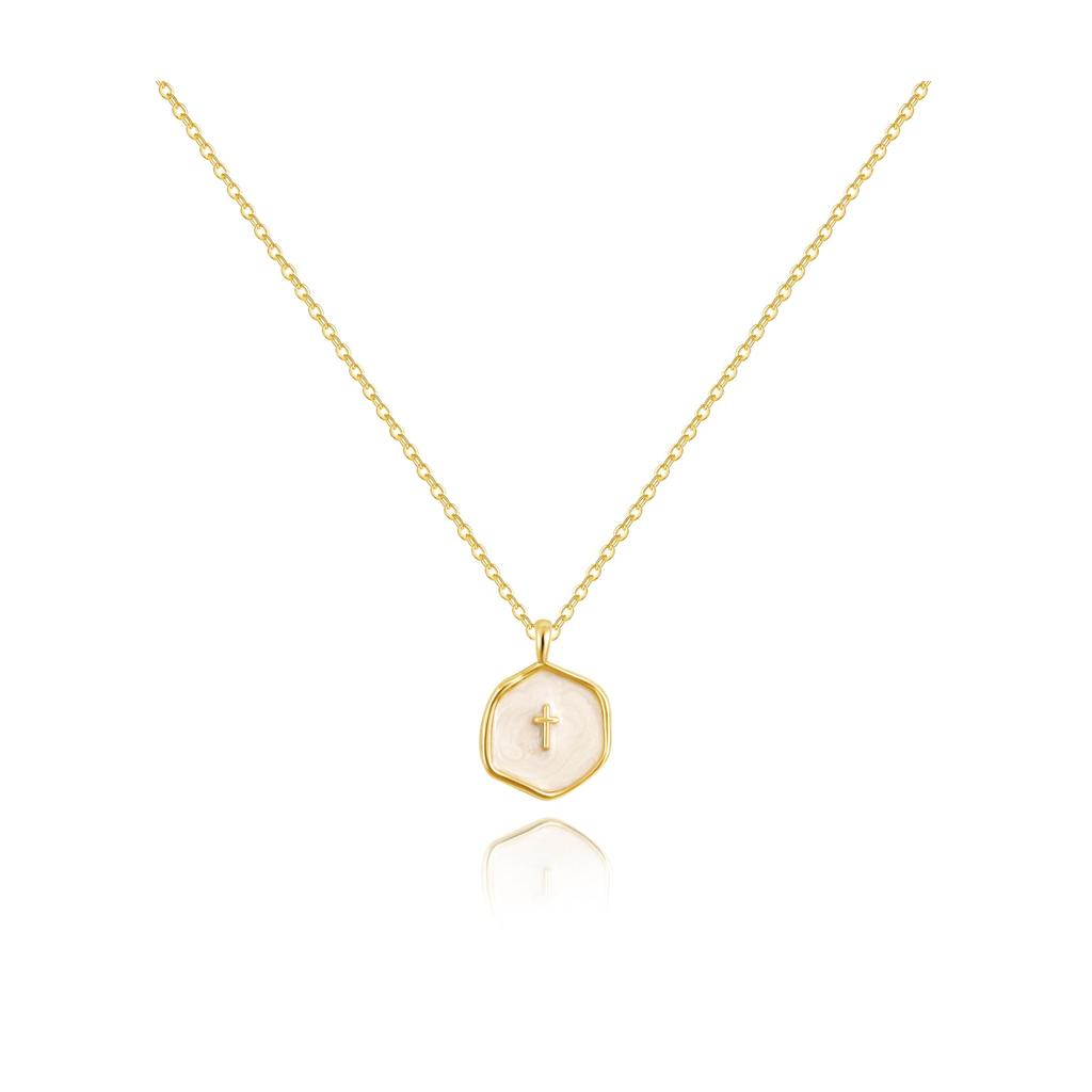 Cross Necklace for Women,Double Cross Necklace 14K Gold Plated Cross Pendant Necklace Dainty Gold Cross Necklaces for Women
