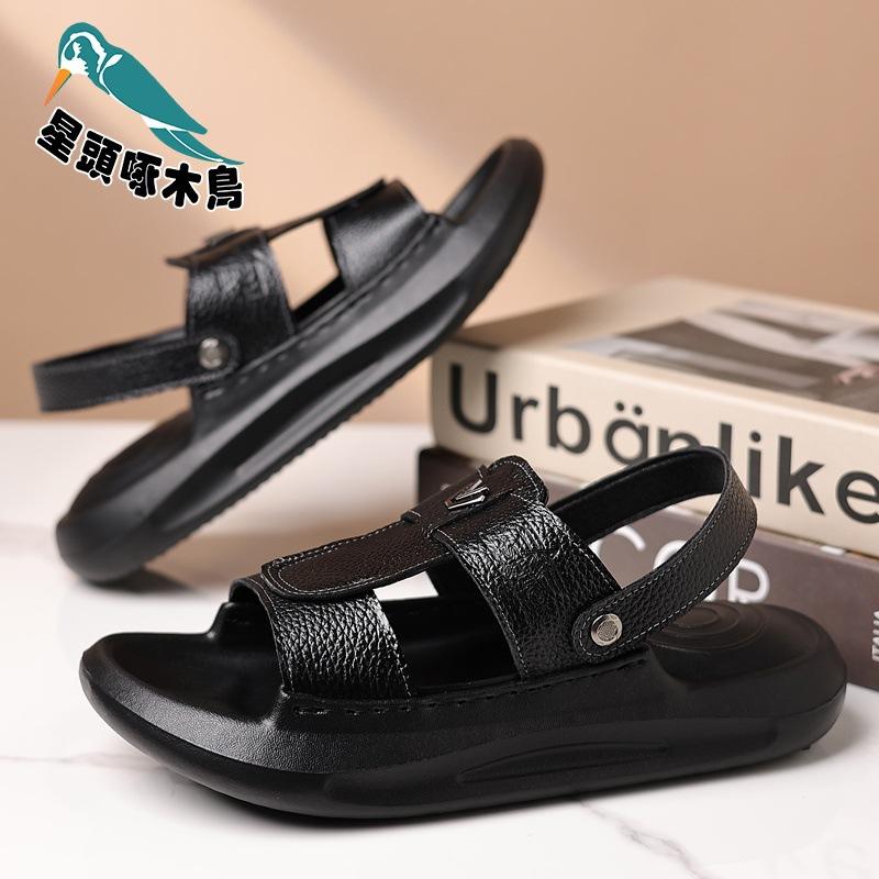 

First layer cowhide sandals men s 2025 summer new trendy men s thick sole light sole sports open sandals 38