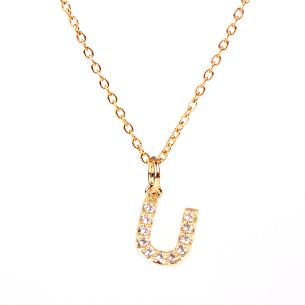 New Diamond Clavicle Necklace with 26 Alphabet Pendants - Stylish European and American Jewelry