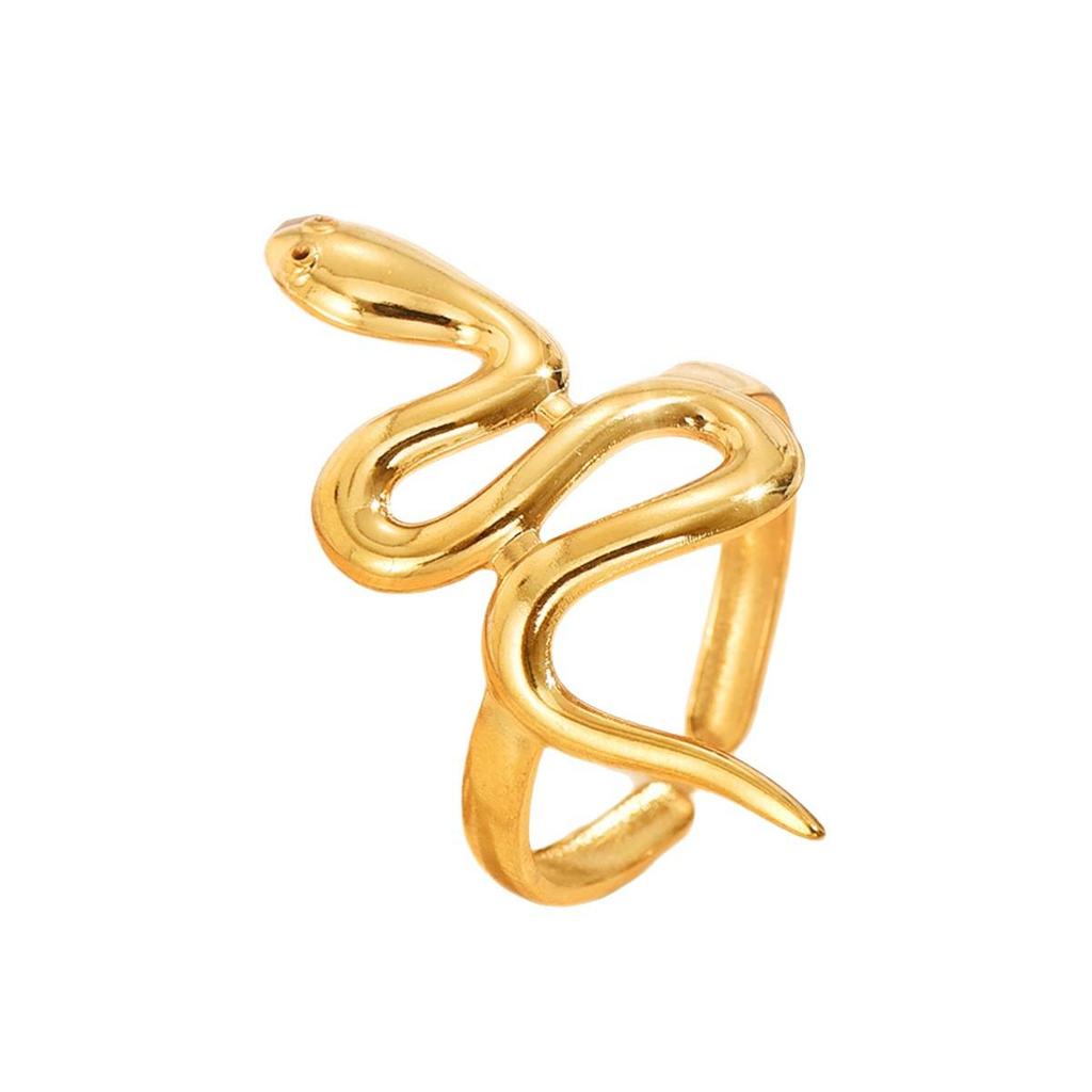 Personalized Stainless Steel Snake Ring - Bright Surface, Open Design, Hip Hop Punk Style for Women