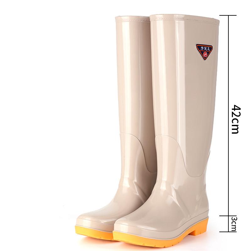 Очень высокие дождевые ботинки женские высокие резиновые сапоги водонепроницаемые сапоги обувь для воды флисовые нескользящие чехлы на обувь модные зимние дождевые ботинки взрослые резиновые сапоги 35