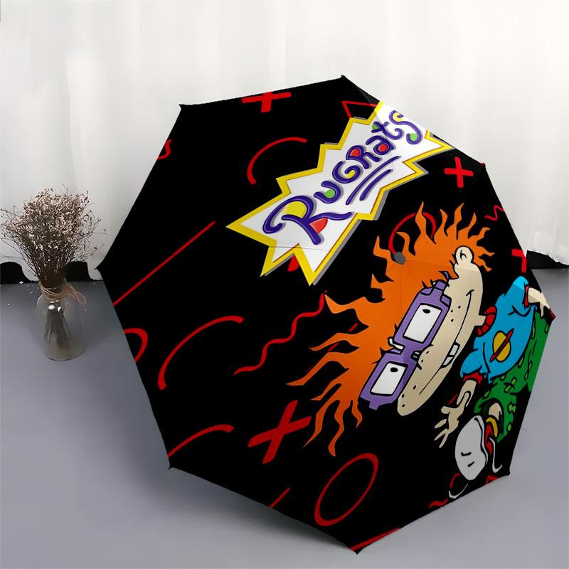 Rugrats, Tommy Themed Automatic Opening and Closing Umbrella, Compact Travel Umbrella, Lightweight and Portable, Suitable for Beach Commutin