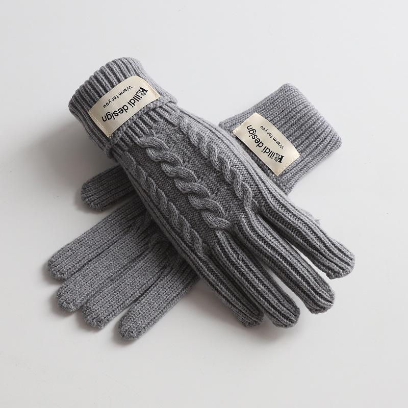 Wool Knitted Balaclava with Neck Scarf Integrated Hat Gloves Autumn and Winter Neck Protection Fashionable Red