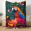 Tropical Parrot Print Flannel Blanket High Quality Warm Comfortable Cover for All Seasons Perfect for Gifts Home Decor