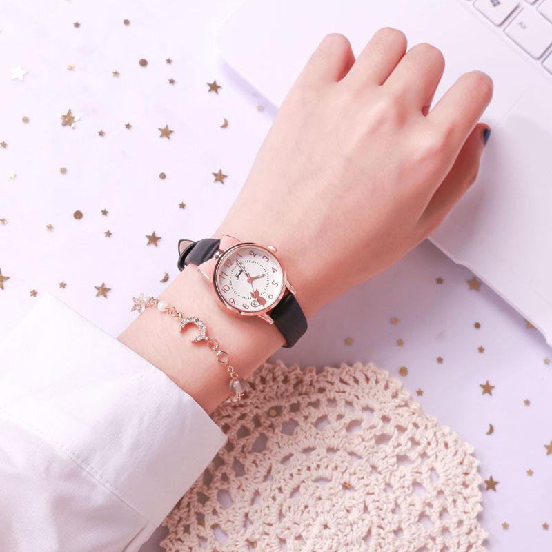Quartz Watch, Women's Model, Seven-point Cat, Six-point Cat, Love Luminous Needle Student Watch
